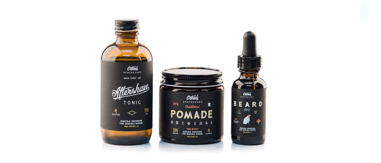 O'Douds hair care labels printed on Black Vellum