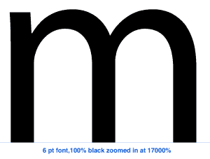 Example of vectorized 6 pt font at 100% black