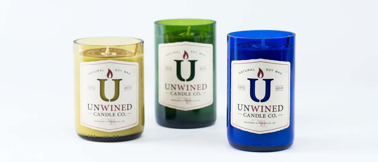 Yellow, green, and blue Unwined Candles.