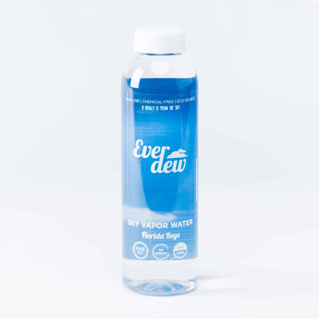 Ever Dew water bottle with clear label