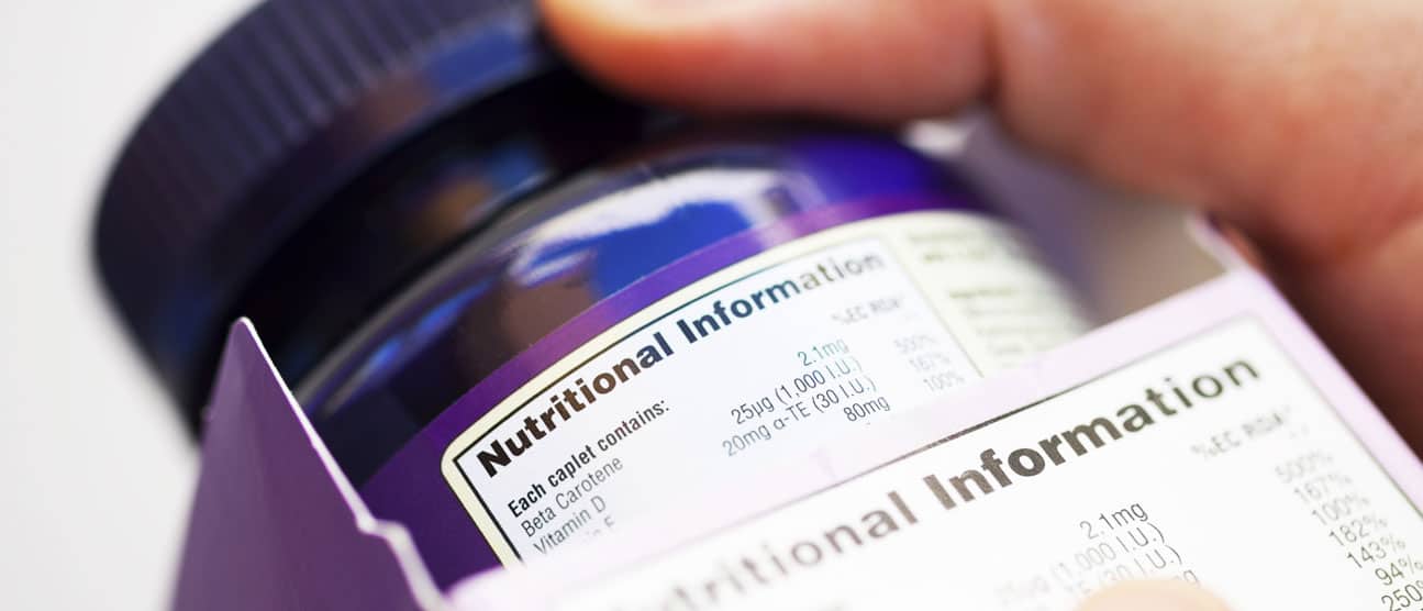 Supplement facts label
