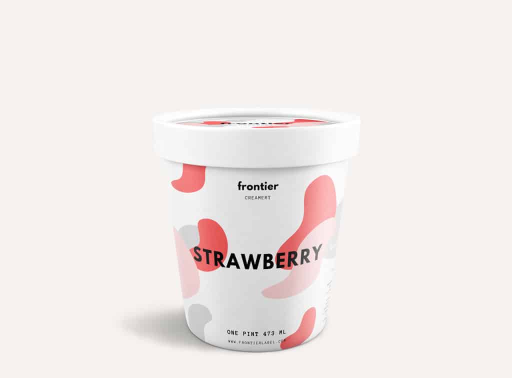 A carton of strawberry ice cream.