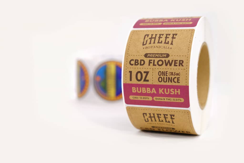 Kraft Paper labels for Cheef Botanicals on a roll