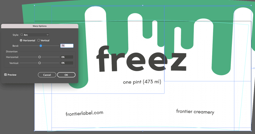 adjusting arc percentage adobe illustrator