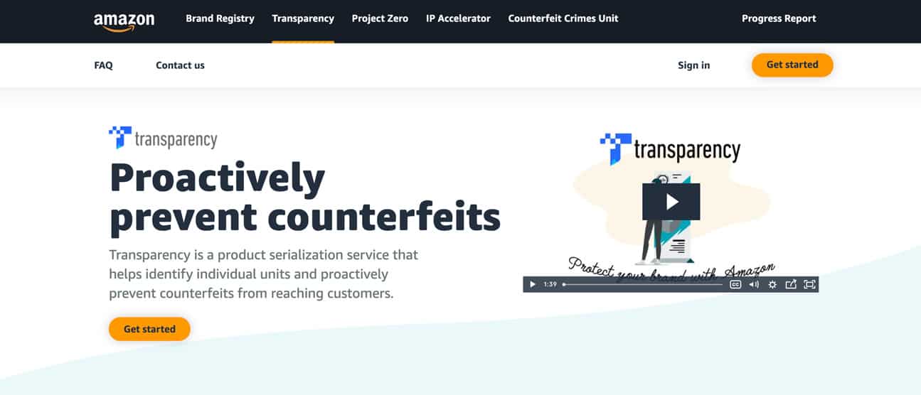 Amazon Transparency Program website