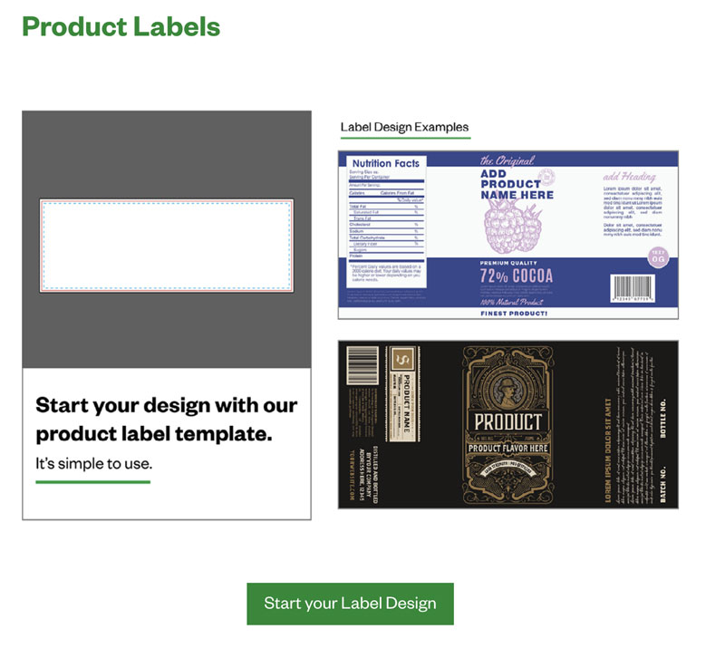 Adobe Illustrator label design template provided. Text reads Start Your Label Design. Click image to open