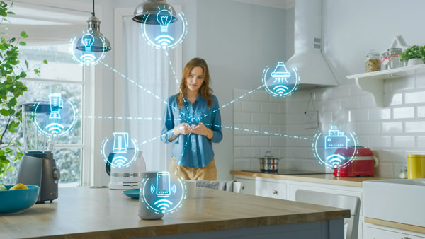 internet of things and connected devices in woman's home