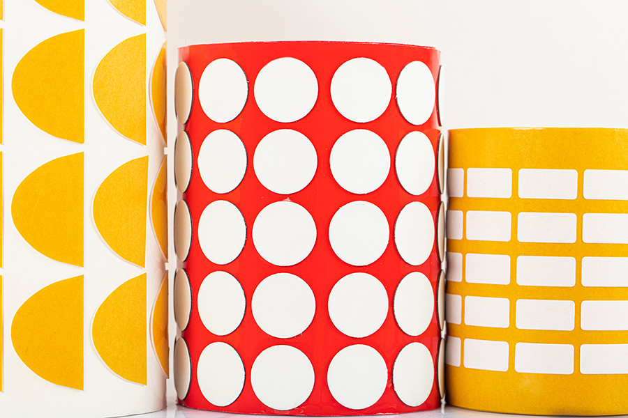diecutrolllabels red and yellow