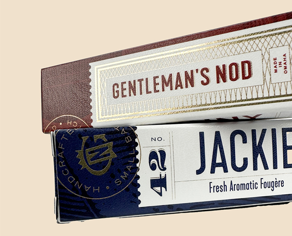 Custom product carton for Gentleman's Nod printed on metallic paper with leather laminate